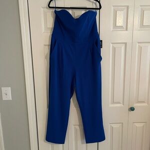 Express Royal Blue Strapless Jumpsuit “Pageant”